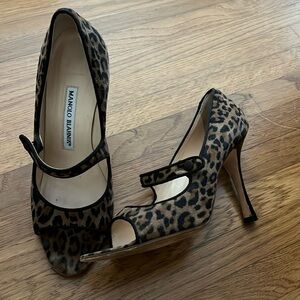 Manila Blahnik leopard shoes